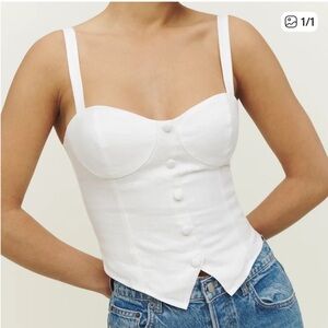 Reformation Olivia bustier White Linen Top